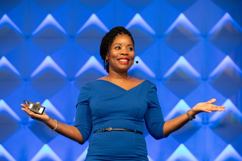 Wema Hoover on stage at APC 2023